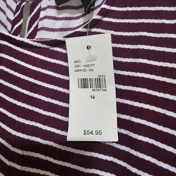 NWT Lane Bryant Flowy Stripe Hi-Low Tunic, Purple White Stripes - Picture 2 of 4